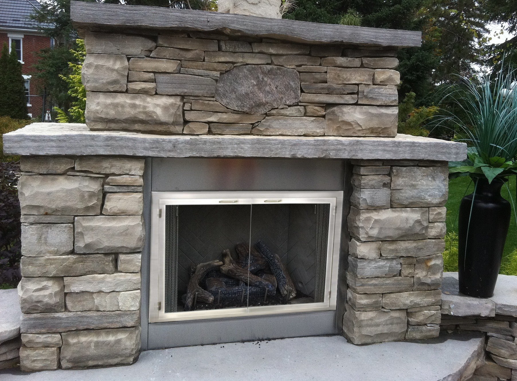 Stainless Steel Prefab Outdoor Fireplace Door